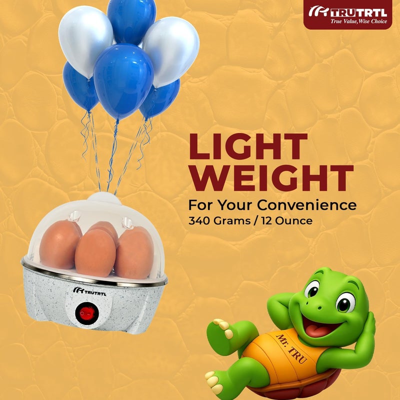 truTRTL Electric Egg Cooker | Boils upto 7 eggs | Poacher | Omelet maker | Vegetable steamer, dumpling & More | Marble - Image 2